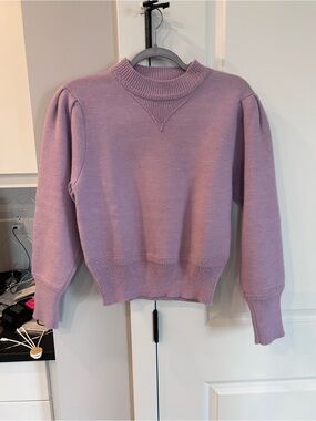 NWT DRA Los Angeles Lilac Purple Puff Sleeve Crew Sweater Anthropologie Romantic
